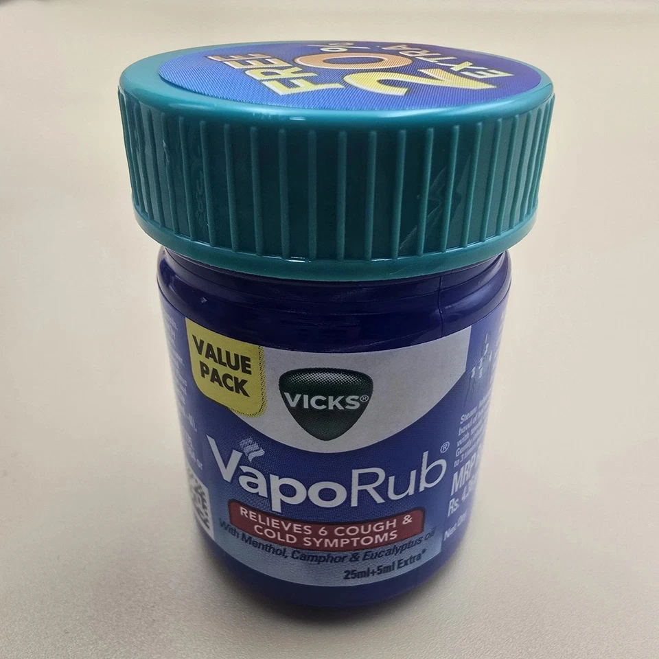 Vicks VapoRub Chest Rub Ointment Cough Relief Cold Aches Pains 25g +5g Extra=30 - Image 1 of 1