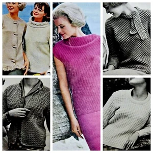 1960s Cowl Neck Picot Waffle Loop Fur Villawool 112 Crochet Knitting Pattern - Picture 1 of 7