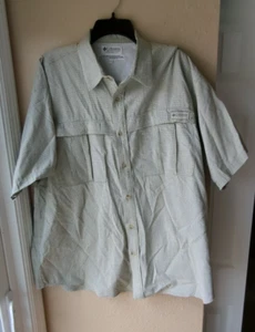 Columbia Men's Green White Checkered Short Sleeve Button Down Shirt Large - Picture 1 of 11