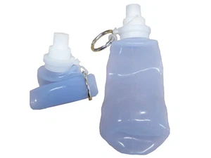 2 x 500ml CLIP ON HIKING  FOLDING SILICONE SPORTS GYM WATER BOTTLE COLLAPSIBLE - Picture 1 of 1
