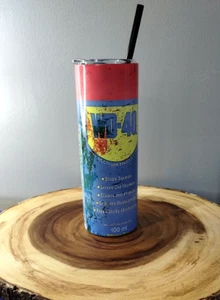 20oz Skinny Sublimation Tumbler | WD-40 Replica Double Walled | With Lid/Straw - Picture 1 of 7