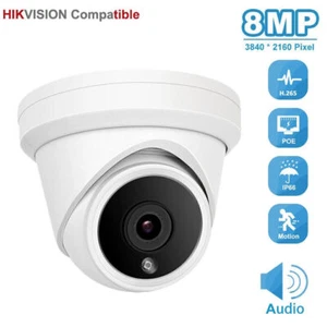 Hikvision Compatible 4K 8MP Security IP Camera IR 2.8mm POE Built-in MIC CCTV - Picture 1 of 12