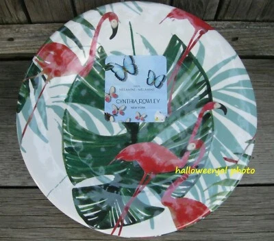 x4 Platos de Ensalada Tropical Flamenco Rosa CYNTHIA ROWLEY MELAMINA Hojas de Palma Foto 1 de 4