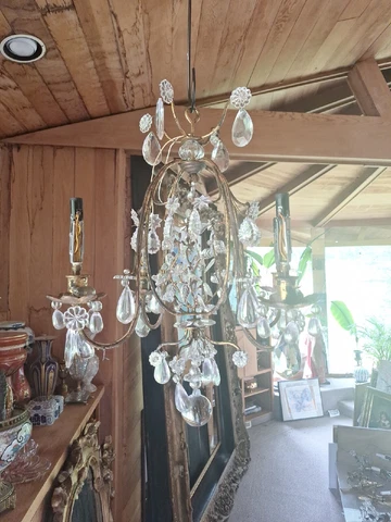 Antique French Bagues Rock Crystal Chandelier Cover