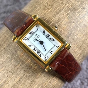 Anne Klein II Women 10/7042-3 Tank Brown Leather 18mm Quartz Watch 6 1/2" - Picture 1 of 15