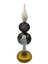 Patricia Breen Snowman Finial Black Glittered Snow Christmas Holiday Tree Topper