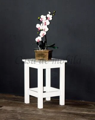 Massivholz Beistell-hocker Kernbuche weiß Sitzhocker Eck tisch holz Blumen-bank - Bild 1 von 4