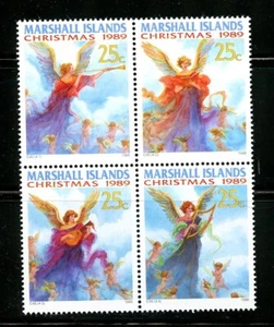 Bloque completo de 4 estampillas de Navidad 1989 de las Islas Marshall MNH - Imagen 1 de 1