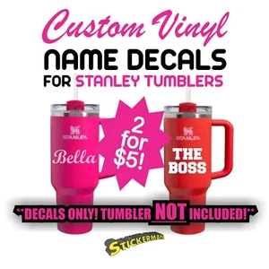 Custom Vinyl Lettering Name Decal Sticker for Stanley Yeti RTIC or Any Tumbler - Picture 1 of 6