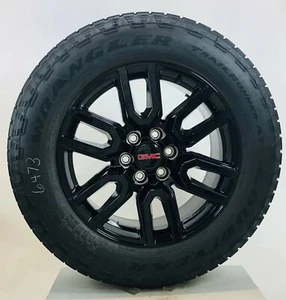 20" GMC Sierra Black Elevation Denali SLT OEM Wheels Goodyear AT Tires TPMS LUGS - Picture 1 of 8