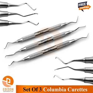 3Pcs Periodontal Columbia 2R/2L- 4R/4L- 13/14 Dental Surgical Scalers & Curettes - Picture 1 of 3