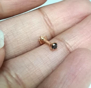 0.04 Ct Real Diamond Helix Tragus Nose Stud Piercing Pin 18 Gauge 14Kt Rose Gold - Picture 1 of 10