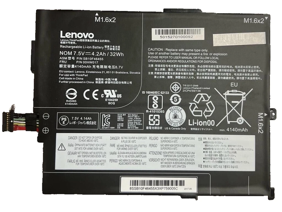 Batería Original 00HW016 00HW017 00HW018 para Lenovo ThinkPad 10 2da Generación Foto 1 de 1