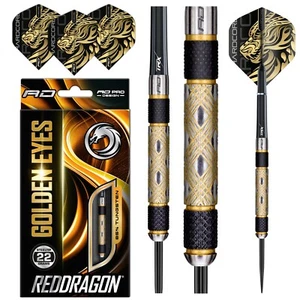 RED DRAGON Golden Eyes Tungsten Darts 22g,24g,26g,28g,30g,32g, Flights & Stems - Picture 1 of 11