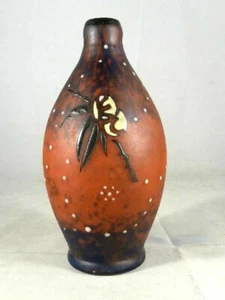 Delatte, Nancy, Jugendstil / Art Deco - Glas-Vase m. Email-Aufl., 14,5 cm hoch - Picture 1 of 3