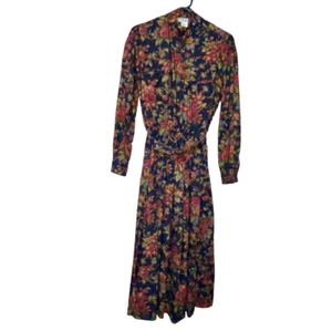 Vestido floral negro viscosa de colección años 80 de Jackie Bernard para eklektic talla 4 - Imagen 1 de 17