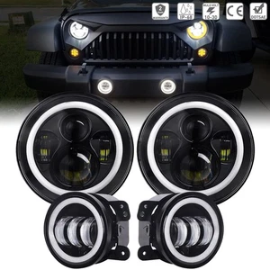 7" LED Headlights + 4" LED Fog Lights Combo for Jeep Wrangler JK JKU 2007-2018 - Picture 1 of 11