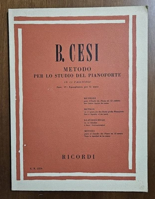 Metodo Per Lo Studio Del Pianoforte, Fasc 4: Eguaglianza Per Le Mani - Cesi 1974 - Immagine 1 di 4
