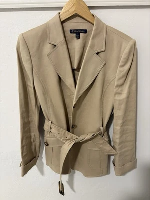 Chaqueta para mujer Brooks Brothers de lino tostado talla 14 botones tortuga safari” Foto 1 de 4