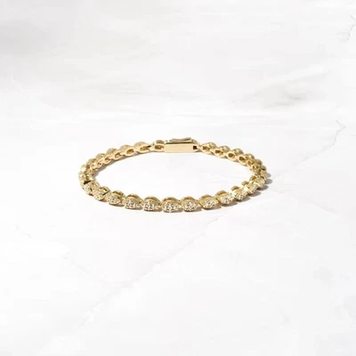 6 ct Round Tested Moissanite Tennis Bracelet 14k Yellow Gold Plated 13 mm x 7.5" - Image 1 of 4