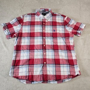 US Polo Assn Shirt Mens 2XL Red White Blue Plaid Stretch Button Down Casual - Picture 1 of 15