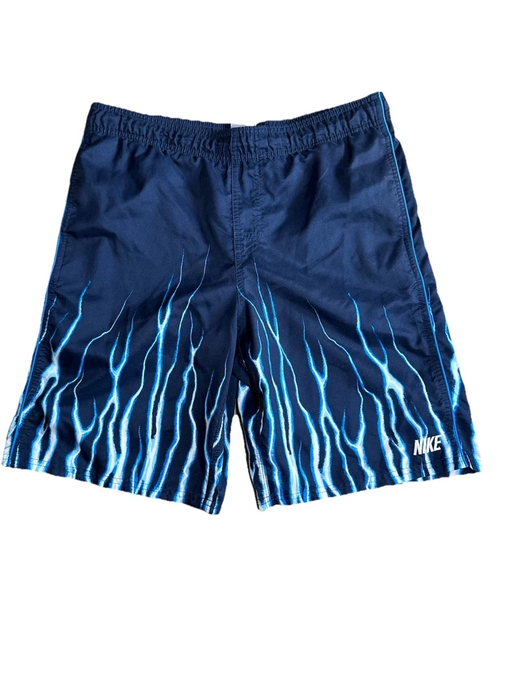Pantalones Cortos de Natación Nike Vintage Y2K Azul Llamas Talla Grande Juvenil 30’ Cintura Foto 1 de 4