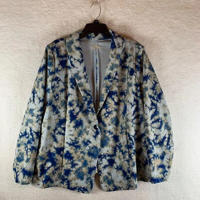 LOGO by Lori Goldstein Women's Julia Tie Dye Ponte Knit Blazer Multi Abstract XL - Image 1 of 4