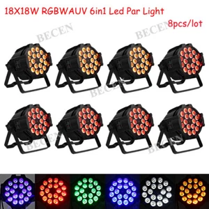 BECEN Stage Lighting 8pcs LED PAR Light 18x18W RGBWA UV 6in1 Led Par Can Light - Picture 1 of 6