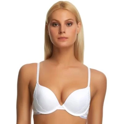 Apt.9 Bra Lace Trim Demi Plunge Push Up 100 Studio White ZA73B500Z Sz.36D,36DD - Image 1 of 4