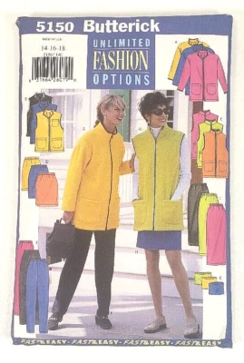 Butterick 5150 Women's Jacket Vest Skirt Pants Sewing Pattern Sizes 14-18 Uncut - Image 1 of 2