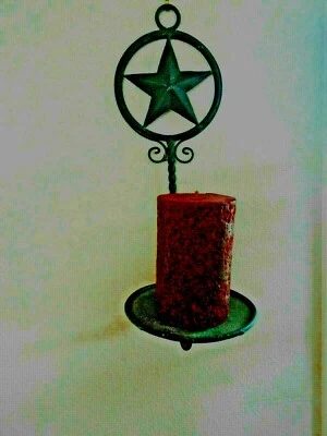 Aplique de pared de hierro fundido Texas Star candelabro, cuerda de metal rodea la estrella Foto 1 de 4