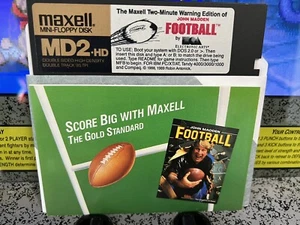 1988 Maxell John Madden Football EA Two-Minute Warning PC 5.5 Floppy Disk MD2 HD - Picture 1 of 11