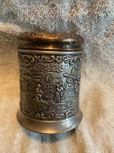 Great Antique Tea  Caddy Repousse Silverplate - Dutch Scene - Picture 1 of 6