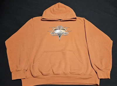 VTG  HARLEY DAVIDSON SCREAMING EAGLE HARLEY ORANGE HOODIE SIZE LG RARE-(O8) - Image 1 of 4