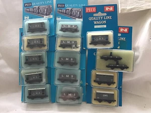PECO N GAUGE LOT OF 14x VARIOUS LMS GREY WAGONS - Picture 1 of 1