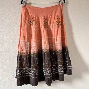 Max Studio Women’s Aline Skirt Women Size 4 Boho Embroidered Sequin Floral Fairy - Picture 1 of 14