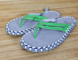 Nike ACG Sandals Thong Flip Flops Lime Green Gray Size 8 Leather RARE Vintage - Picture 1 of 14