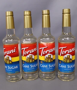 Torani Cane Sugar Sweetener Syrup  Coffee Flavoring  Drink Mix  750ml pack of 4 - Picture 1 of 4