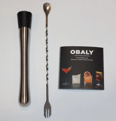 Obaly Stainless Steel Muddler for Cocktail and 10 Inch Mixing Bar Spoon - Image 1 of 2