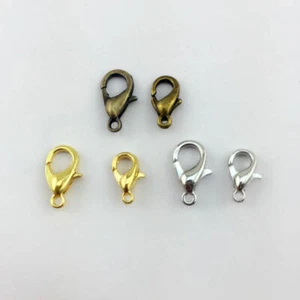 100pcs Many Colors Copper Metal Lobster Claw Clasp 10mm/12mm/14mm/16mm/18mm/21mm - Picture 1 of 14