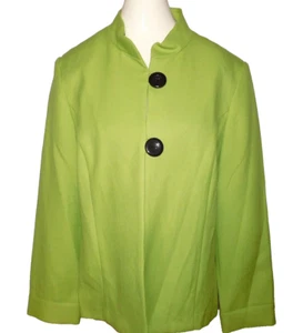 NEW Womens 14 Jacket Blazer Lime Green Big Buttons Perceptions Career Bold Work - Picture 1 of 7