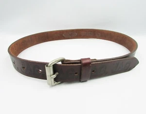 Jag Womens Sz XS Dark Brown Embossed Leather Brand Spell-Out Vintage Waist Belt - Picture 1 of 9