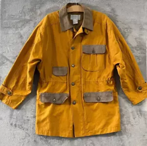 VTG Country Road Australia Hunting Jacket Suede Trim Linen Cotton Chore Barncoat - Picture 1 of 14