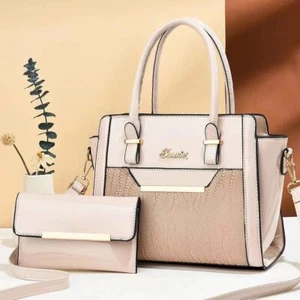 Juego de 2 en 1 Mujeres Bolso de Mano Cuero PU Mensajero Bolso bandolera - Imagen 1 de 16
