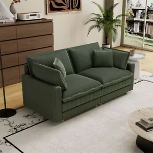 Modern 2 Seater Oversized Loveseat Sofa Modular Comfy Deep Seat Couch w/Pillow - Picture 1 of 11