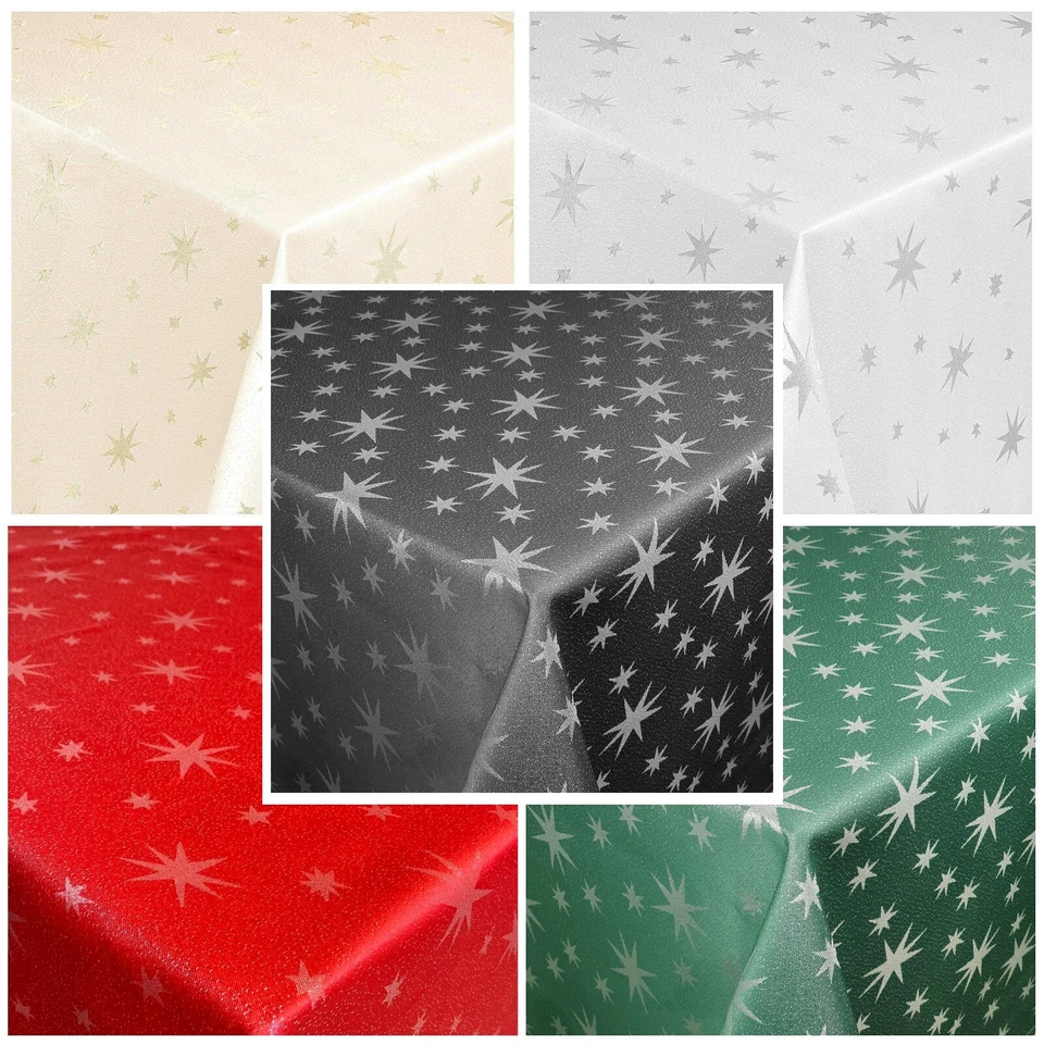 Lurex Tischdecke Weihnachten Sterne Rot Silber Gold Grün Weihnachtsdecke wählbar - Bild 1 von 2