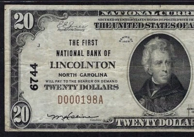 🇺🇸 NC 1929 $20 ♚♚LINCOLNTON, NORTH CAROLINA♚♚ PCGS VERY FINE 20 - Image 1 of 3