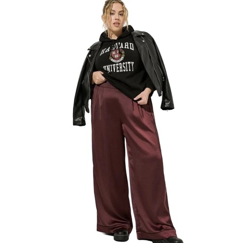VETEMENTS Pantaloni donna Torrid 6X (6) Sassafras gamba larga raso striato vita alta nuovi con etichette