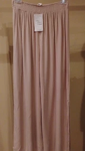 Neu mit Etikett Anthropologie Boho-Hose salty zitronenbeige einfarbig weites Bein Seitenschlitz Größe: M - Bild 1 von 4