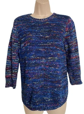 Suéter Pullover New York CO Collection Petite Grande Multicolor Tejido Azul Foto 1 de 4